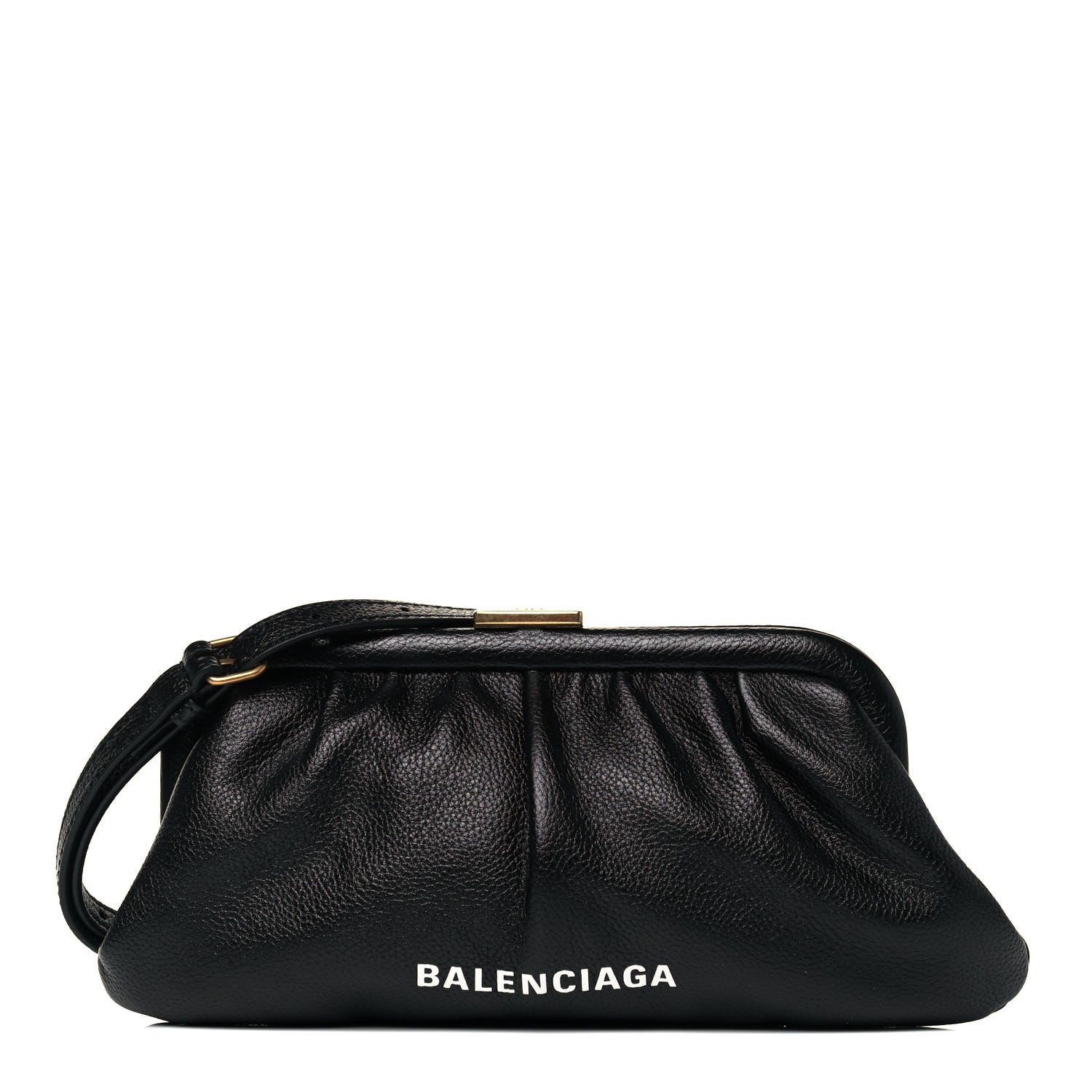 Balenciaga Grained Calfskin Logo Cloud Clutch XS Black 1 of 10