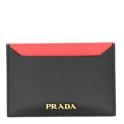 Prada Vitello Move Metal Card Holder Black Lacca 1 of 14