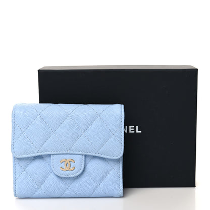 Chanel Caviar Quilted Compact Flap Wallet Light Blue 9 of 9