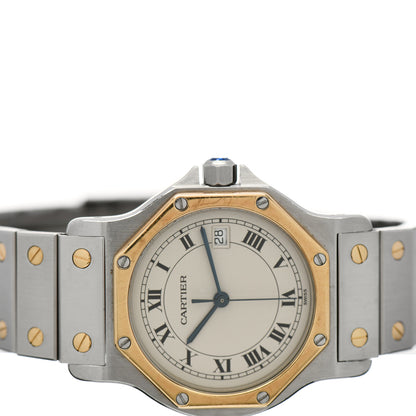 Cartier Stainless Steel 18K Yellow Gold 29mm Santos Octagon Quartz Watch 6 of 8