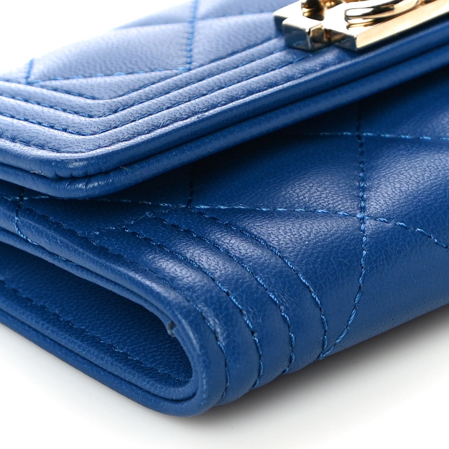 Chanel Lambskin Quilted Boy Flap Card Holder Blue 11 of 13