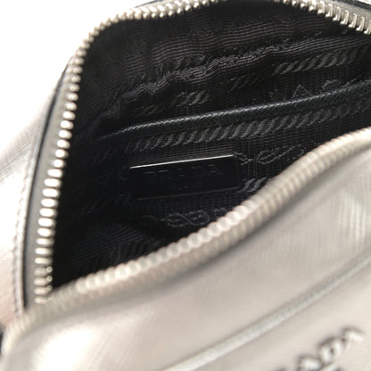 Prada Metallic Saffiano Lux Mini Camera Crossbody Bag Cromo 6 of 9