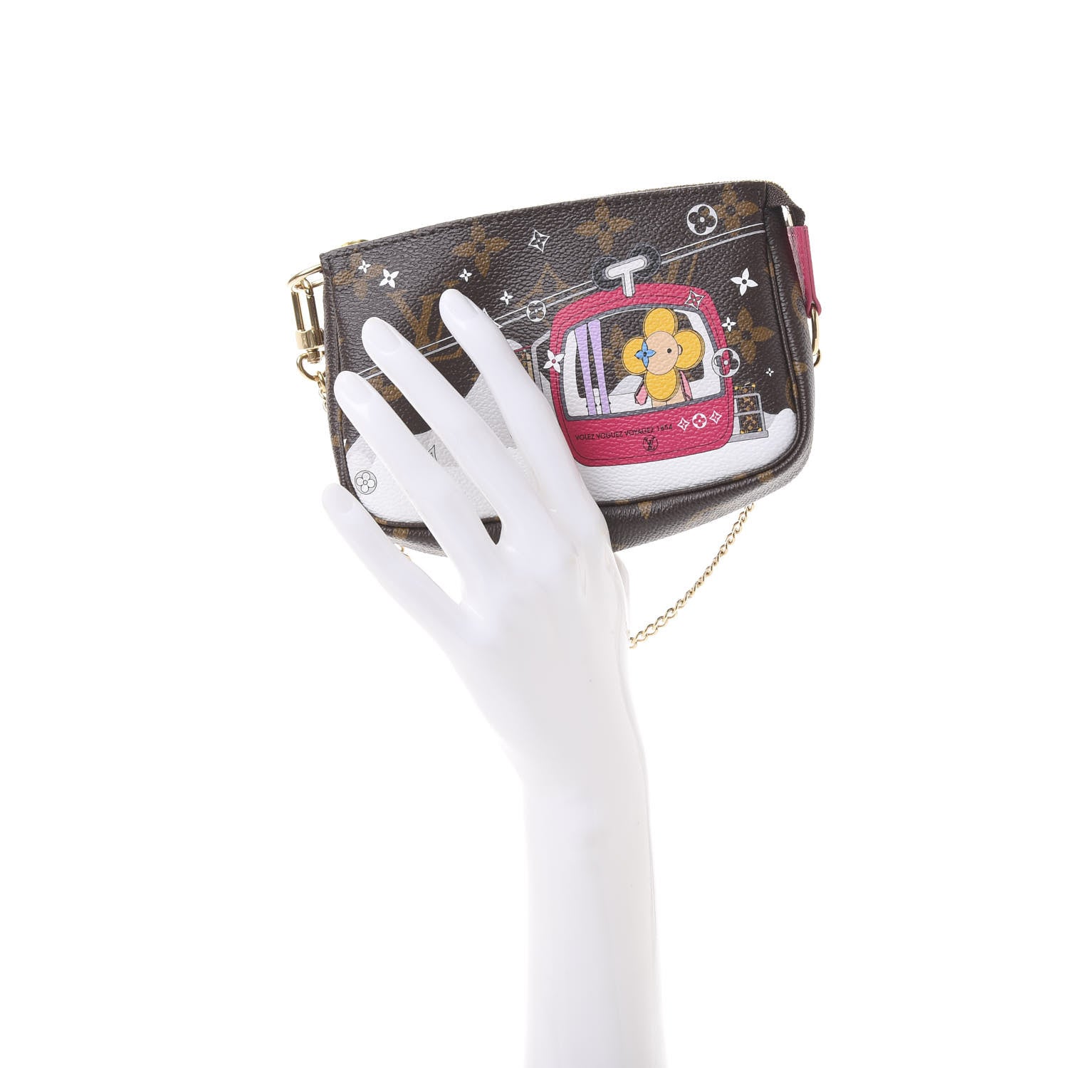 Louis Vuitton Monogram 2019 Christmas Animation Mini Courchevel Pochette Accessories Fuchsia 2 of 11