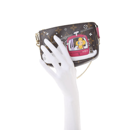 Louis Vuitton Monogram 2019 Christmas Animation Mini Courchevel Pochette Accessories Fuchsia 2 of 11