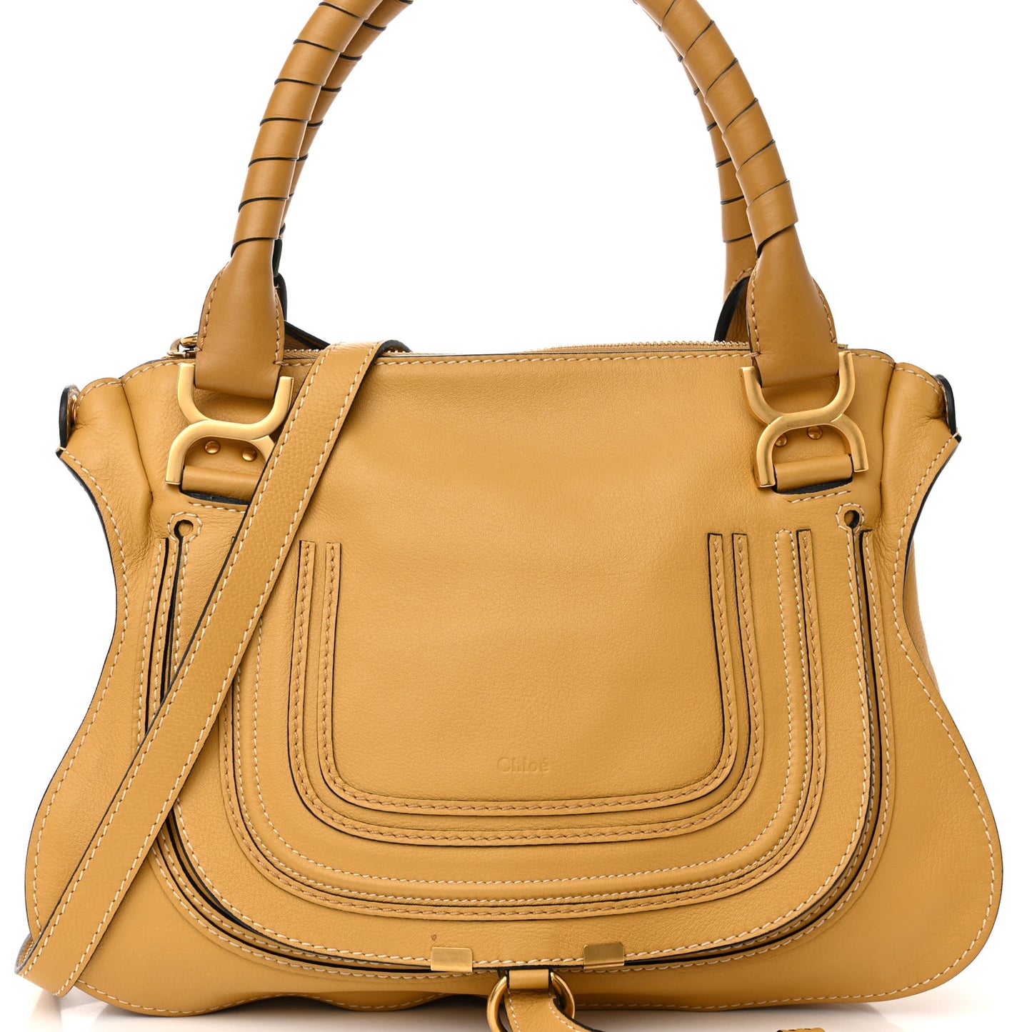 Calfskin Medium Marcie Satchel Curry Yellow