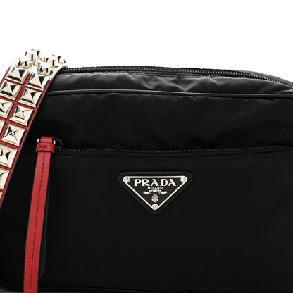 Prada Tessuto Nylon Studded New Vela Shoulder Bag Black Fuoco 7 of 9