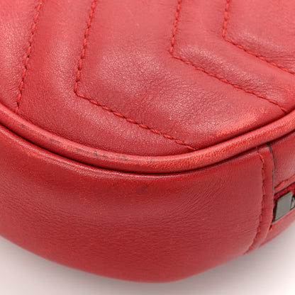 Gucci Calfskin Matelasse GG Marmont Belt Bag 85 34 Hibiscus Red 13 of 16