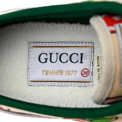 Gucci Canvas Web GG Apple Womens 1977 Tennis Sneakers 36 Ivory Red Mystic White New Shamarock 6 of 9