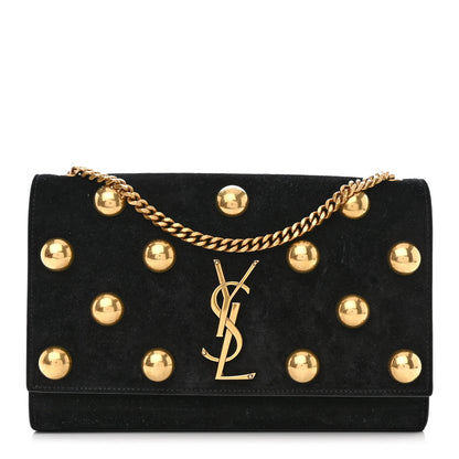 Saint Laurent Suede Studded Medium Classic Monogram Kate Satchel Black 1 of 10