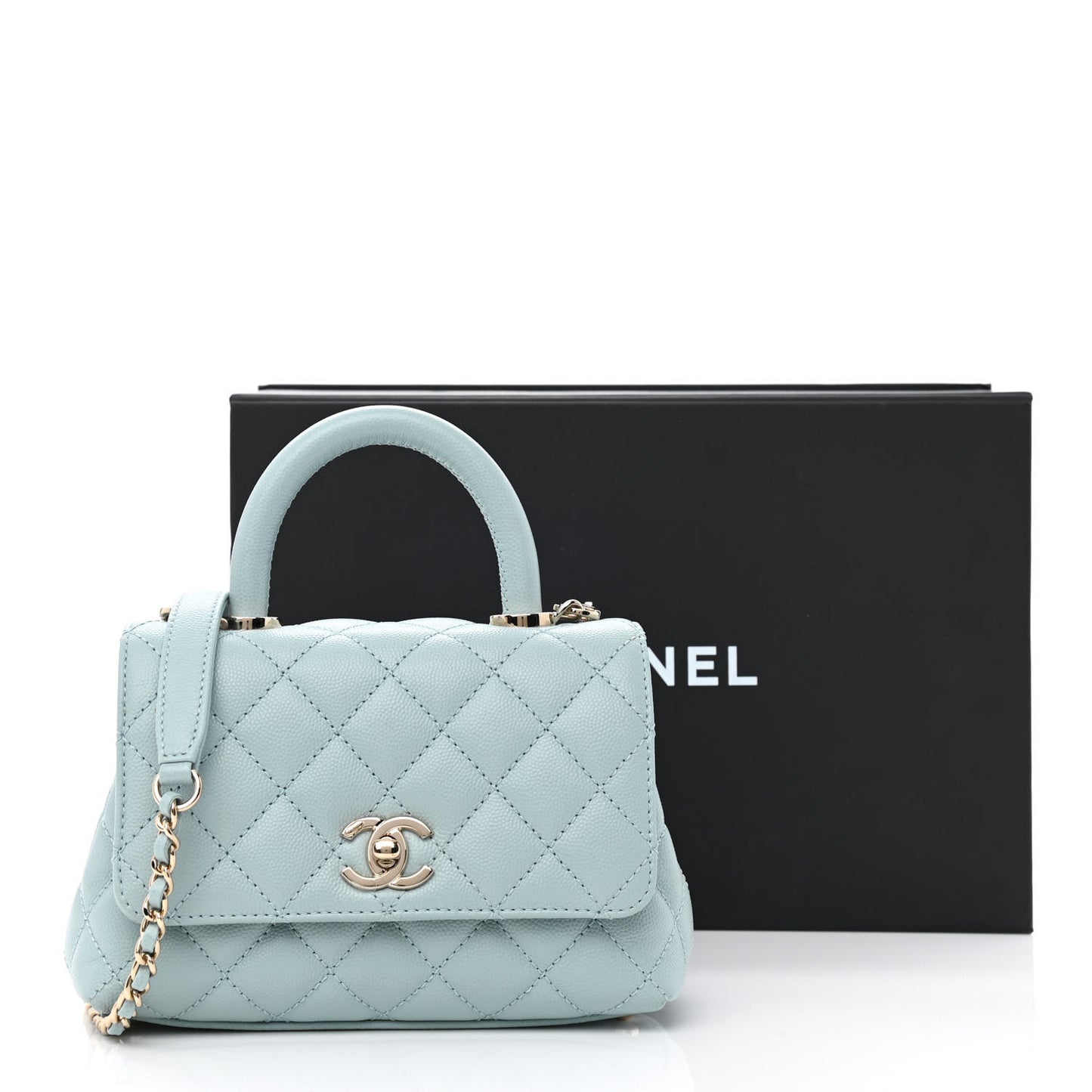 Caviar Quilted Extra Mini Coco Handle Flap Light Blue