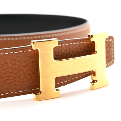 Hermes Box Togo 32mm H Belt 80 Black Gold 6 of 8