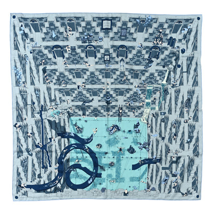 Hermes Silk Cotton Les Bains d'Hermes Scarf 100 1 of 6