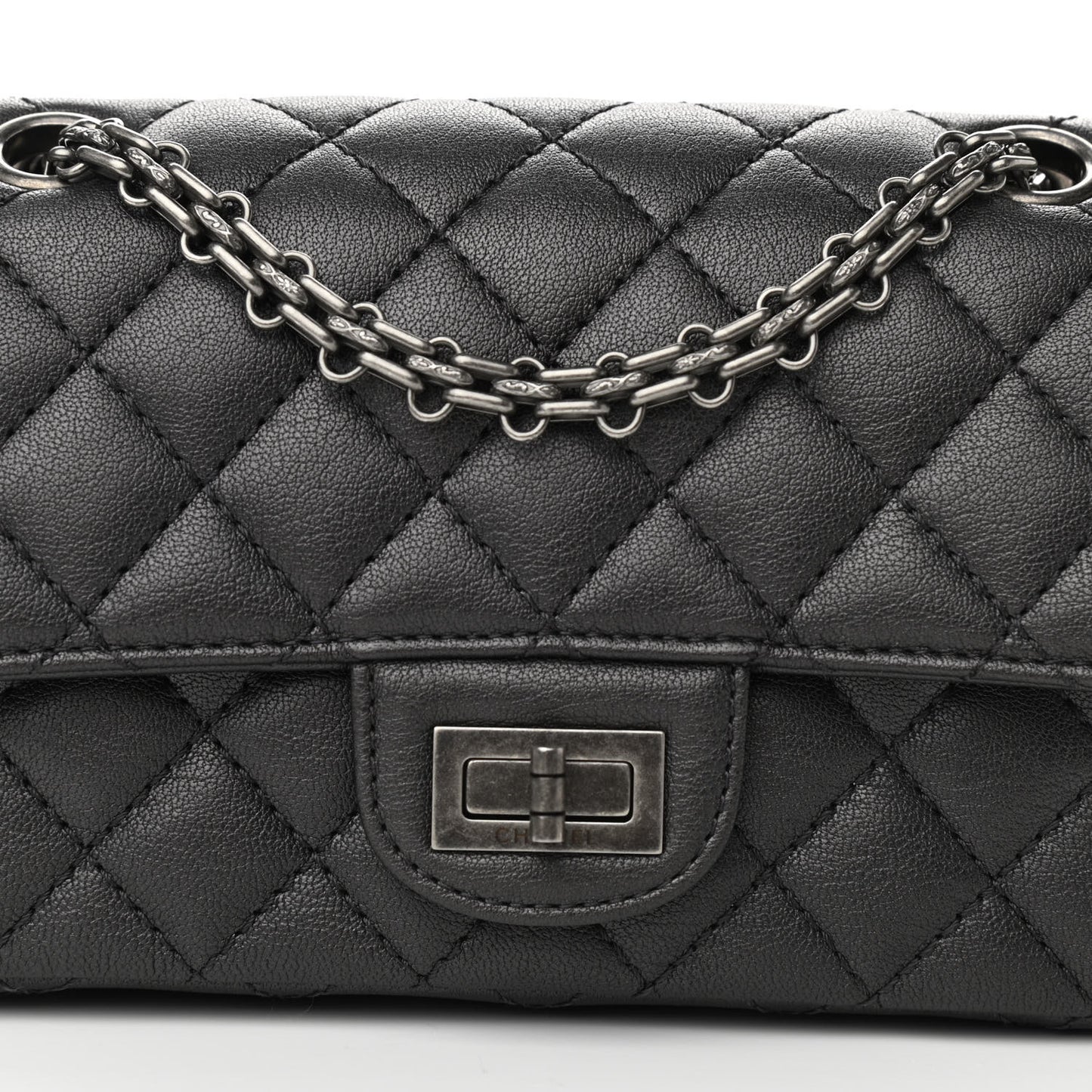 Metallic Sheepskin Quilted 2.55 Reissue Mini Flap Black
