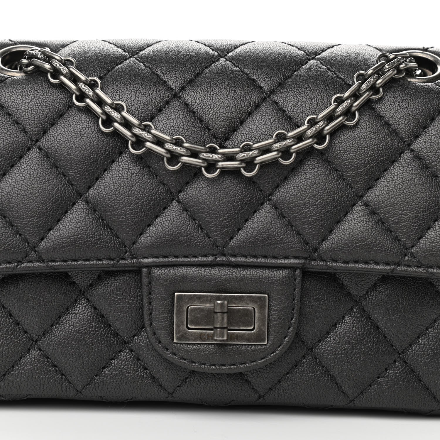 Chanel Metallic Sheepskin Quilted 2.55 Reissue Mini Flap Black 10 of 11