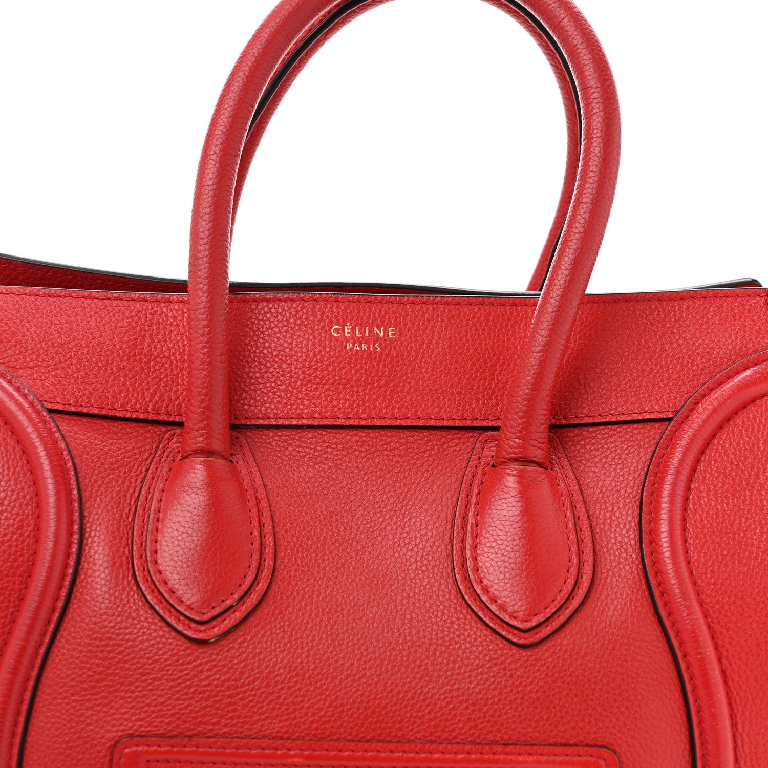 Celine Drummed Calfskin Mini Luggage Coquelicot 7 of 13