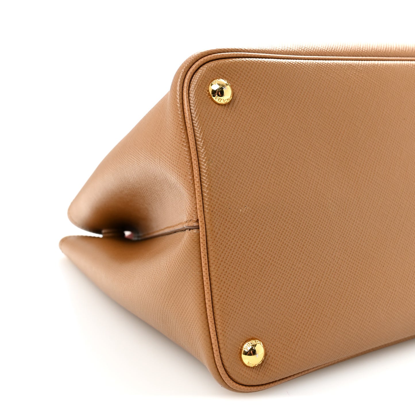 Saffiano Cuir Medium Double Bag Caramel Fuoco