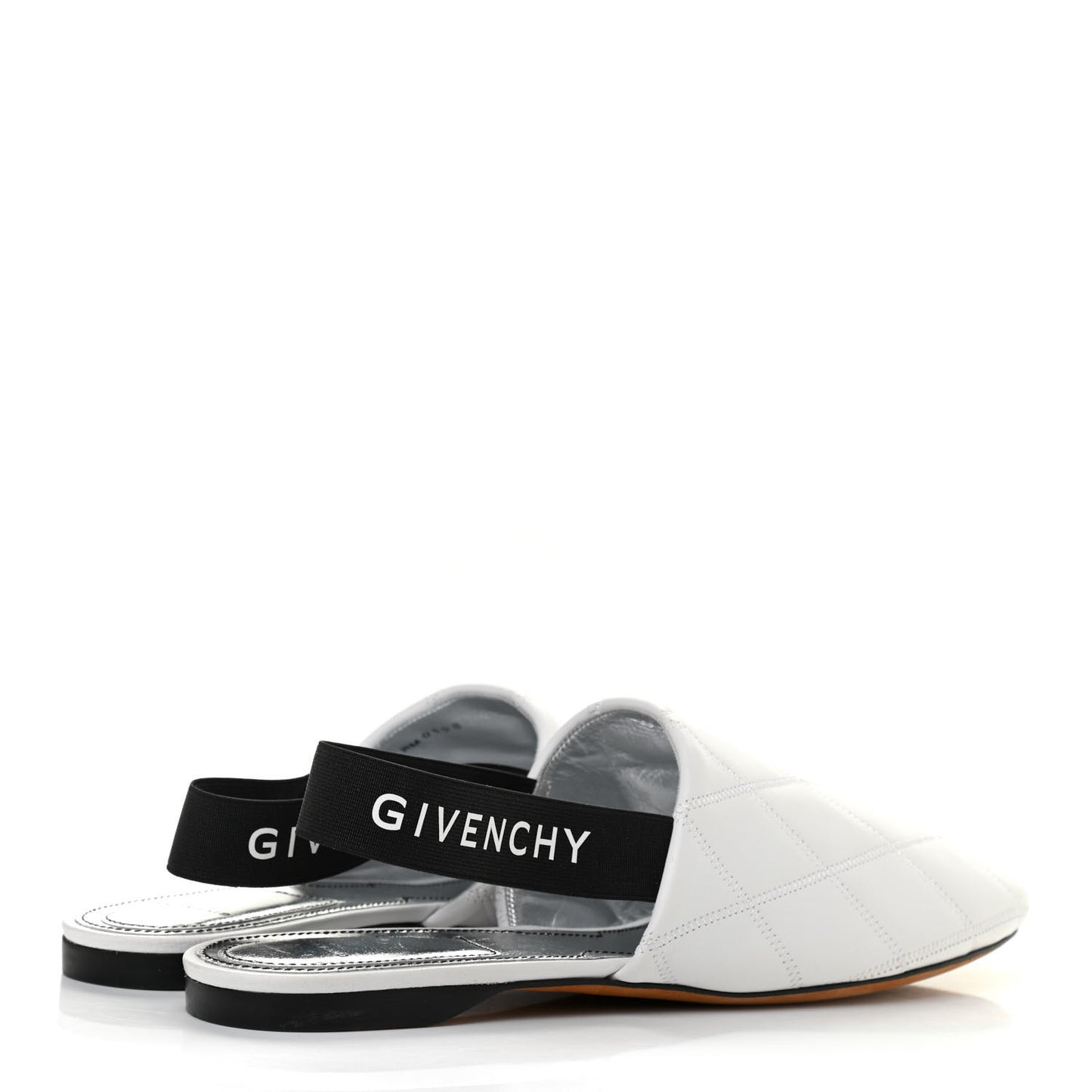 Nappa Quilted Rivington Logo Slingback Flat 41 White