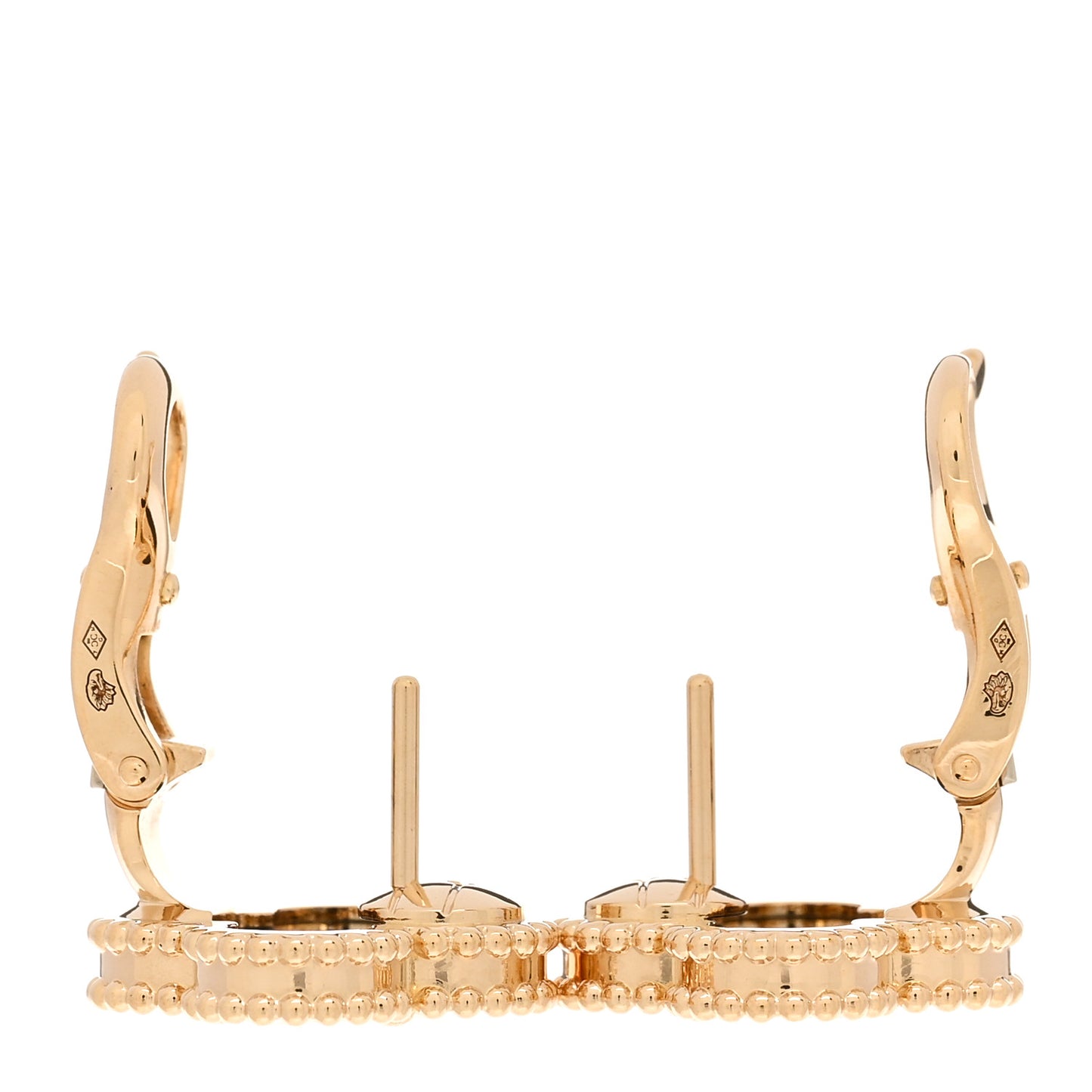 18K Yellow Gold Black Onyx Vintage Alhambra Earrings