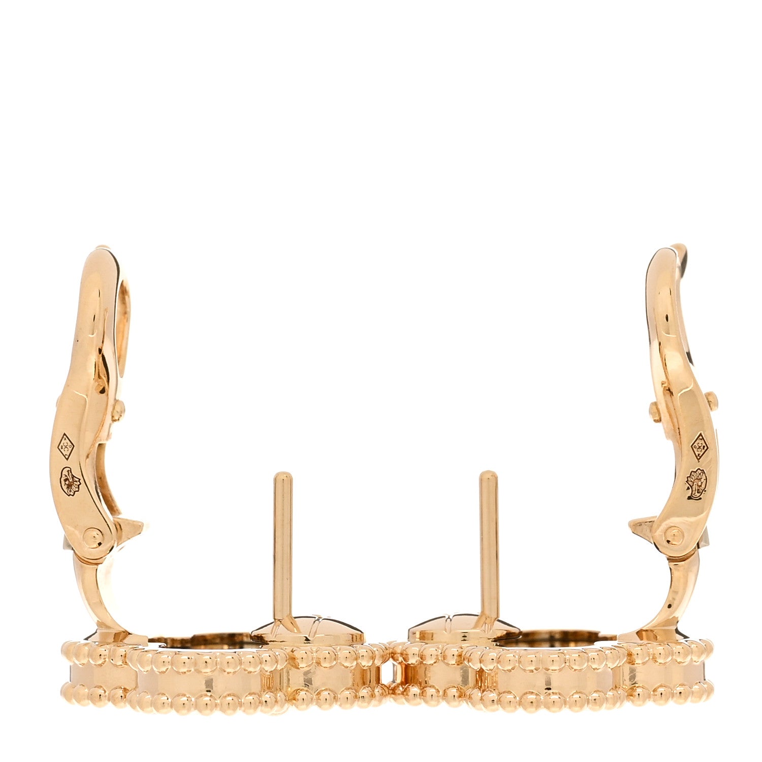 Van Cleef & Arpels 18K Yellow Gold Black Onyx Vintage Alhambra Earrings 3 of 5