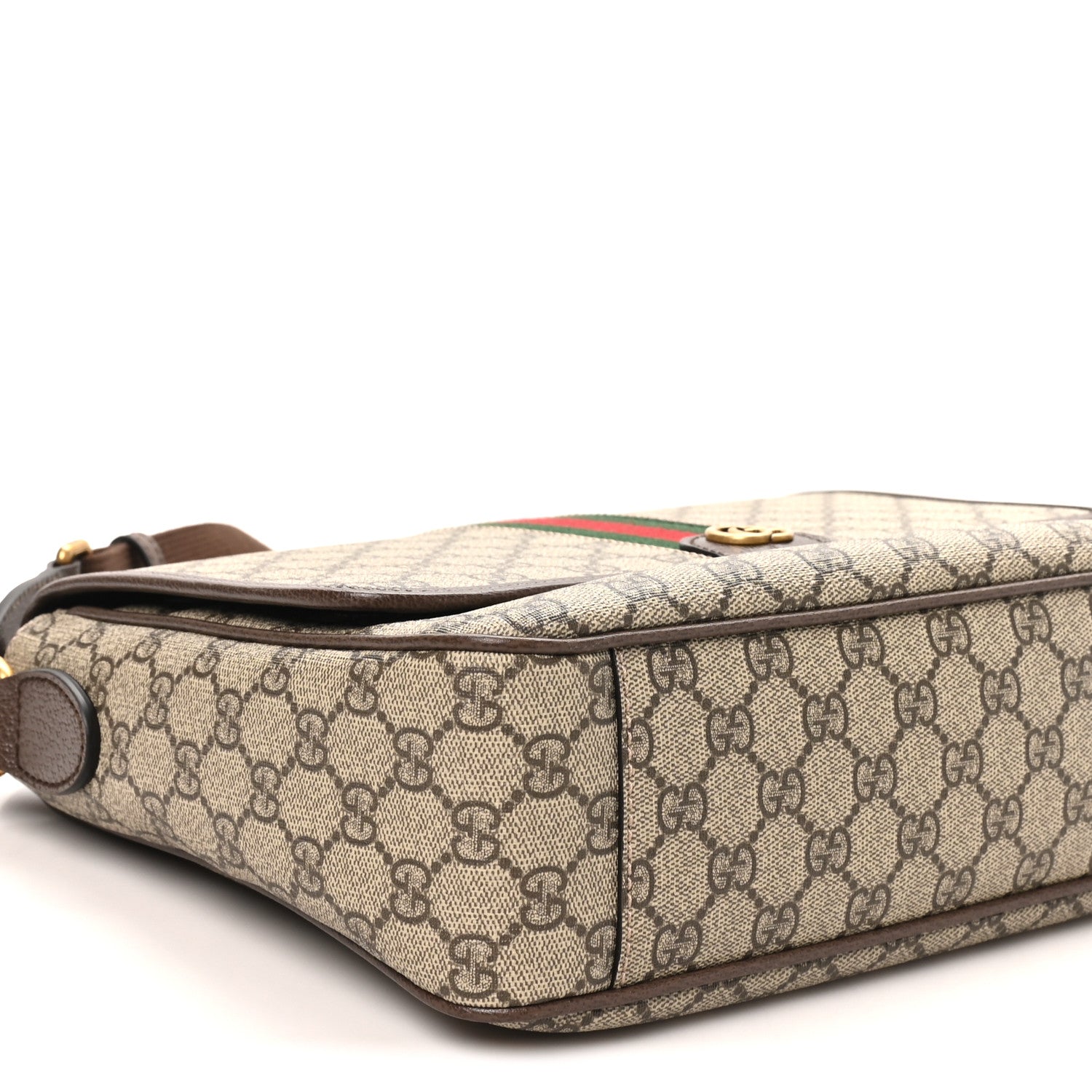 Gucci Tender GG Supreme Monogram Textured Dollar Calfskin Ophidia Messenger Bag Beige Ebony Dark Brown 9 of 10