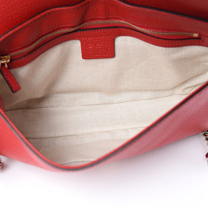 Gucci Pebbled Calfskin Medium Soho Flap Crossbody Vibrant Red 4 of 9