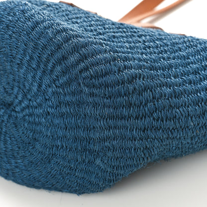 Saint Laurent Raffia Calfskin Medium Panier Tote Blue 8 of 10