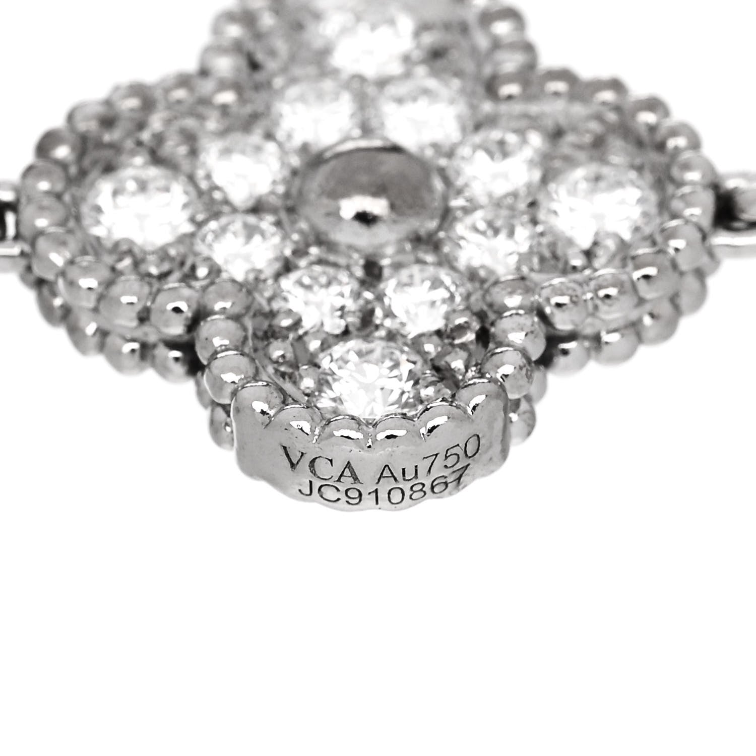 Van Cleef & Arpels 18K White Gold Diamond 5 Motifs Vintage Alhambra Bracelet 3 of 4