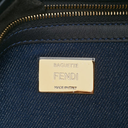 Fendi Denim Large Baguette Blue Rosso 6 of 12