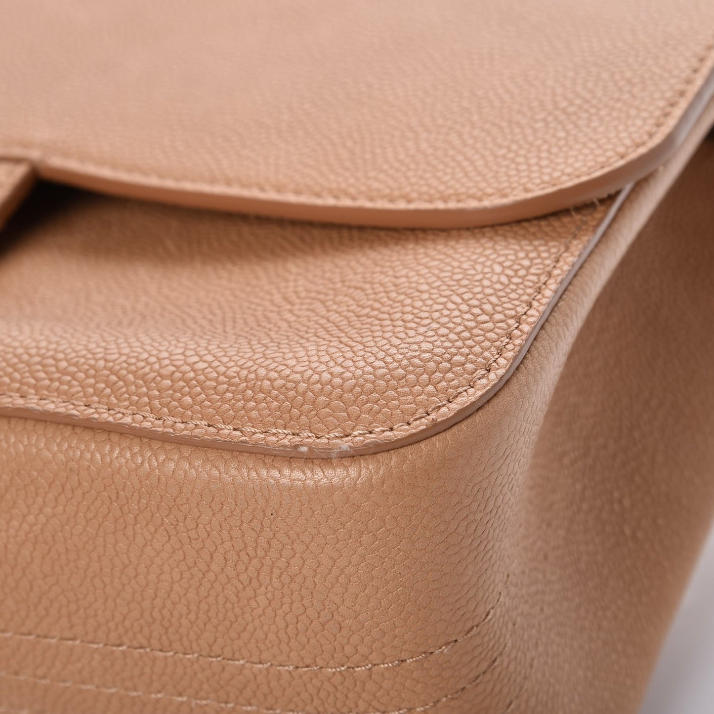 Grained Calfskin Jumbo Classic Pure Double Flap Beige