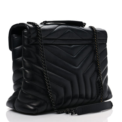 Saint Laurent Calfskin Y Quilted Monogram Monochrome Medium Loulou Chain Satchel Black 2 of 8