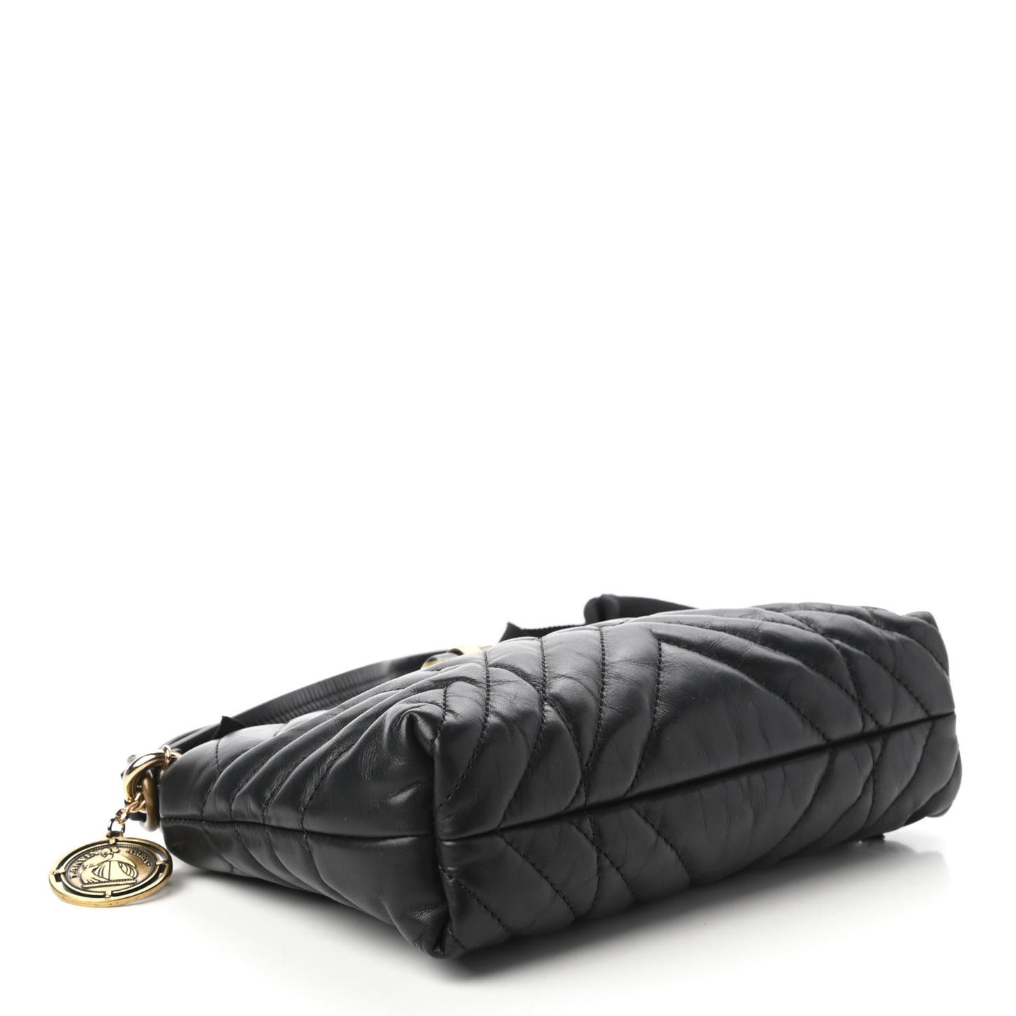 Lambskin Quilted Small Happy Shoulder Bag Black