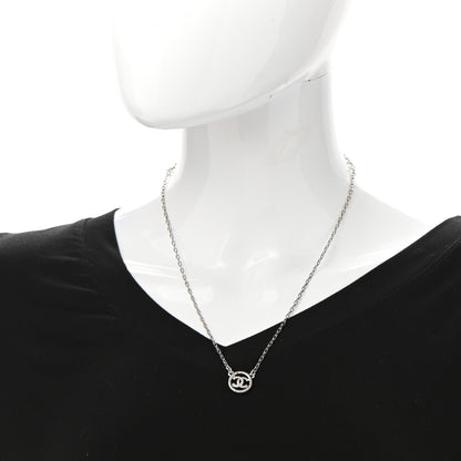 Chanel Crystal CC Chain Short Necklace Silver 2 of 7