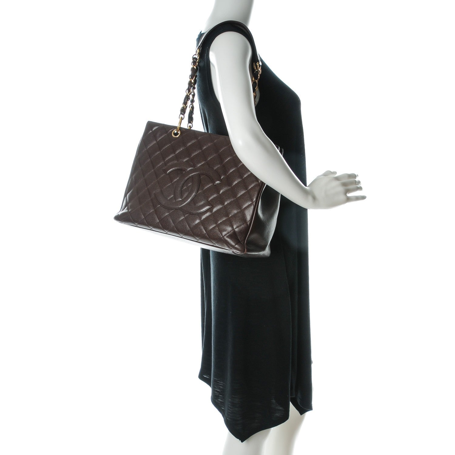 Chanel Caviar Quilted Grand Shopping Tote GST Dark Brown 2 of 7