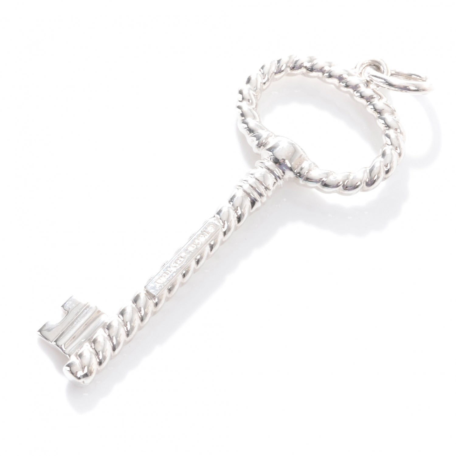 Tiffany Sterling Silver Twist Oval Key Pendant 2 of 4