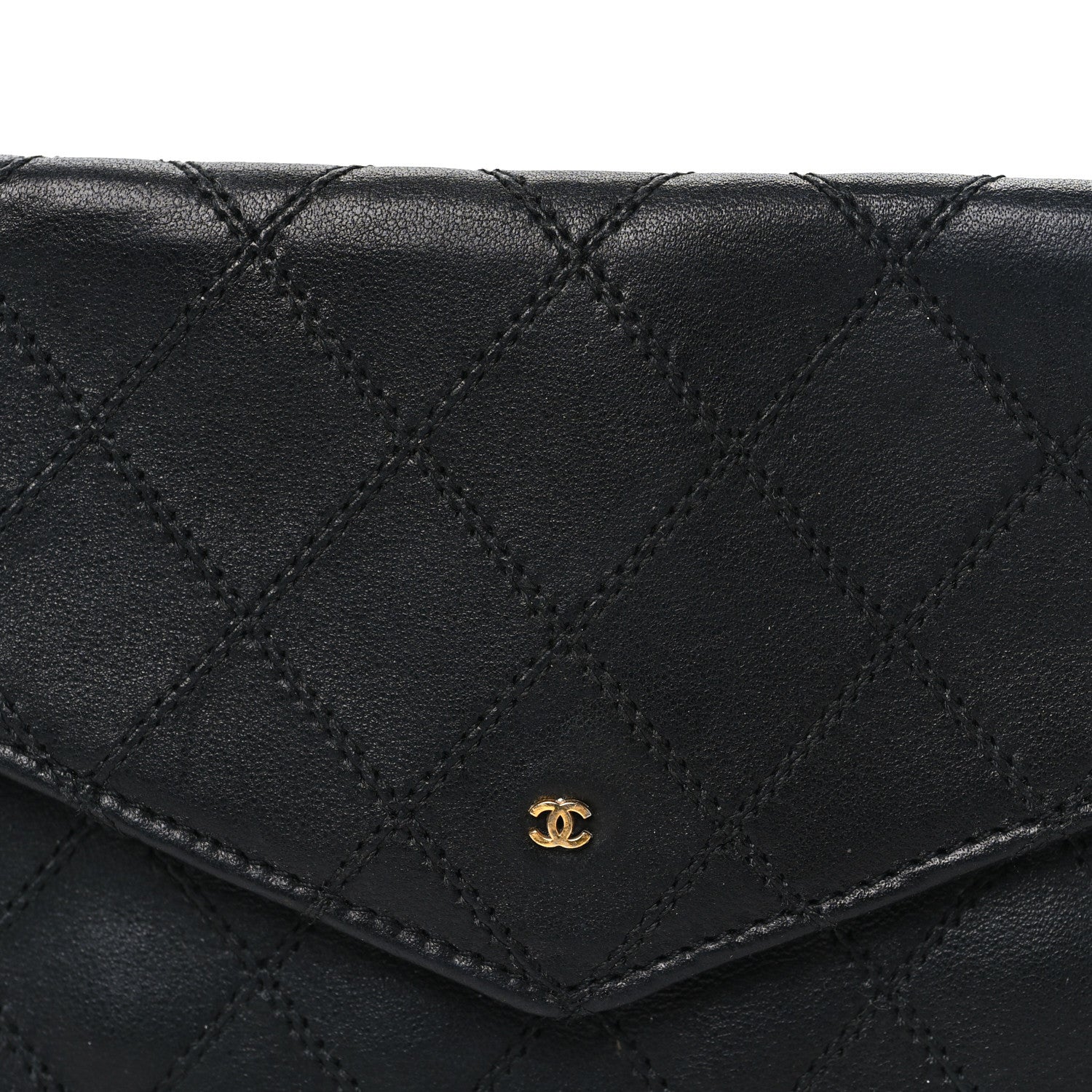 Chanel Lambskin Diamond Stitched Envelope Long Flap Wallet Black 8 of 8