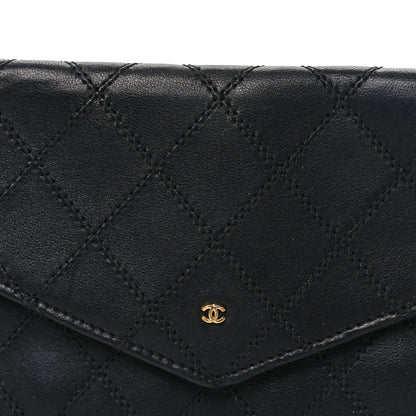 Chanel Lambskin Diamond Stitched Envelope Long Flap Wallet Black 8 of 8
