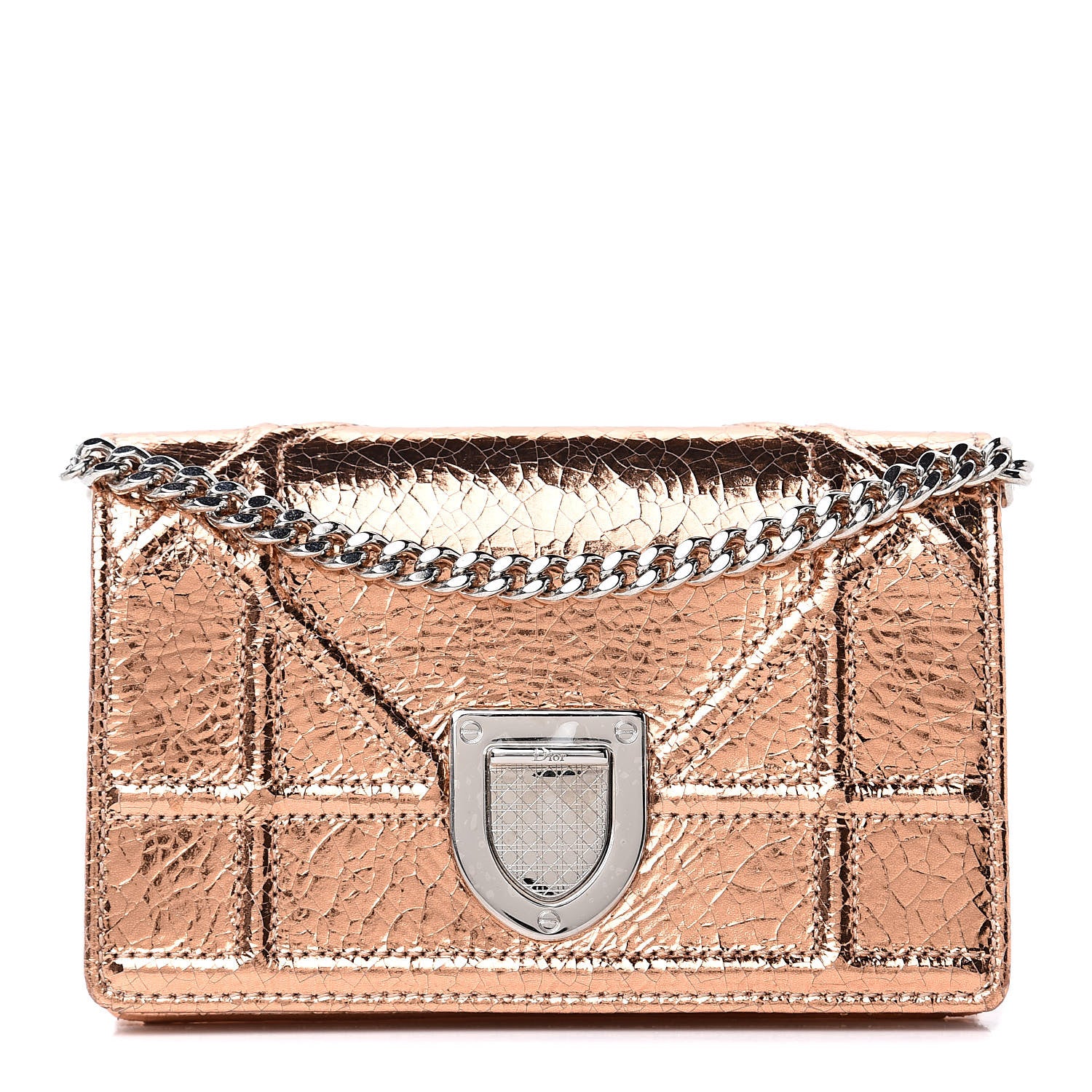 Christian Dior Ceramic Effect Deerskin Baby Diorama Flap Bag Gold 1 of 8