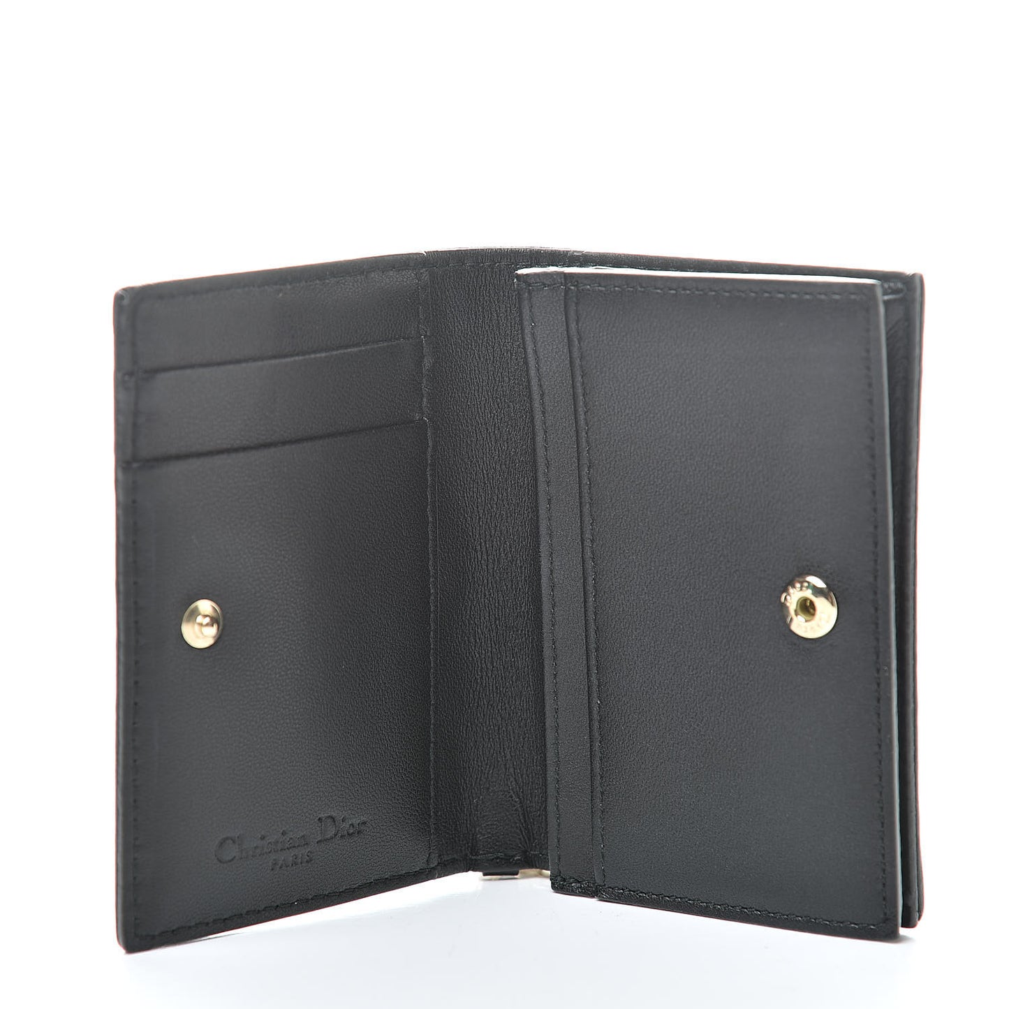 Lambskin Cannage Small Lady Dior Flap Card Holder Black