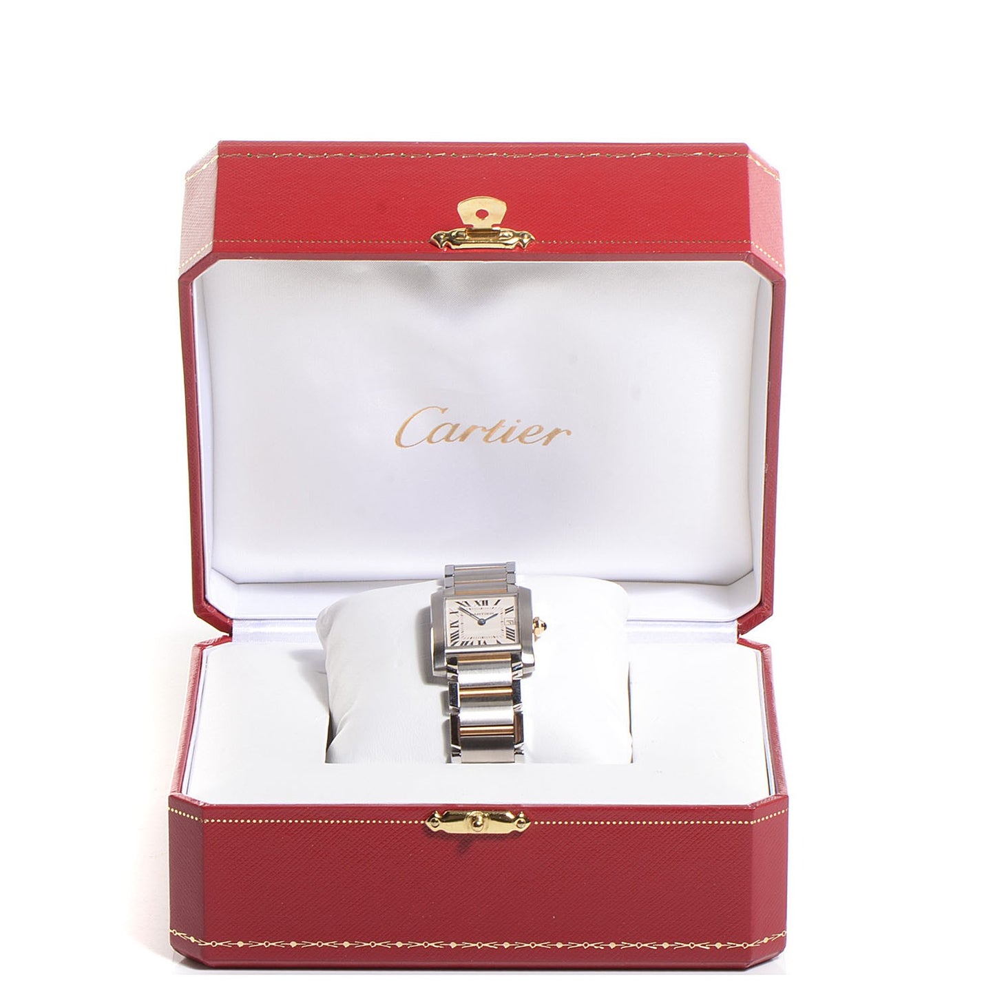 Stainless Steel 18K Yellow Gold 25mm Tank Francaise Quartz Watch