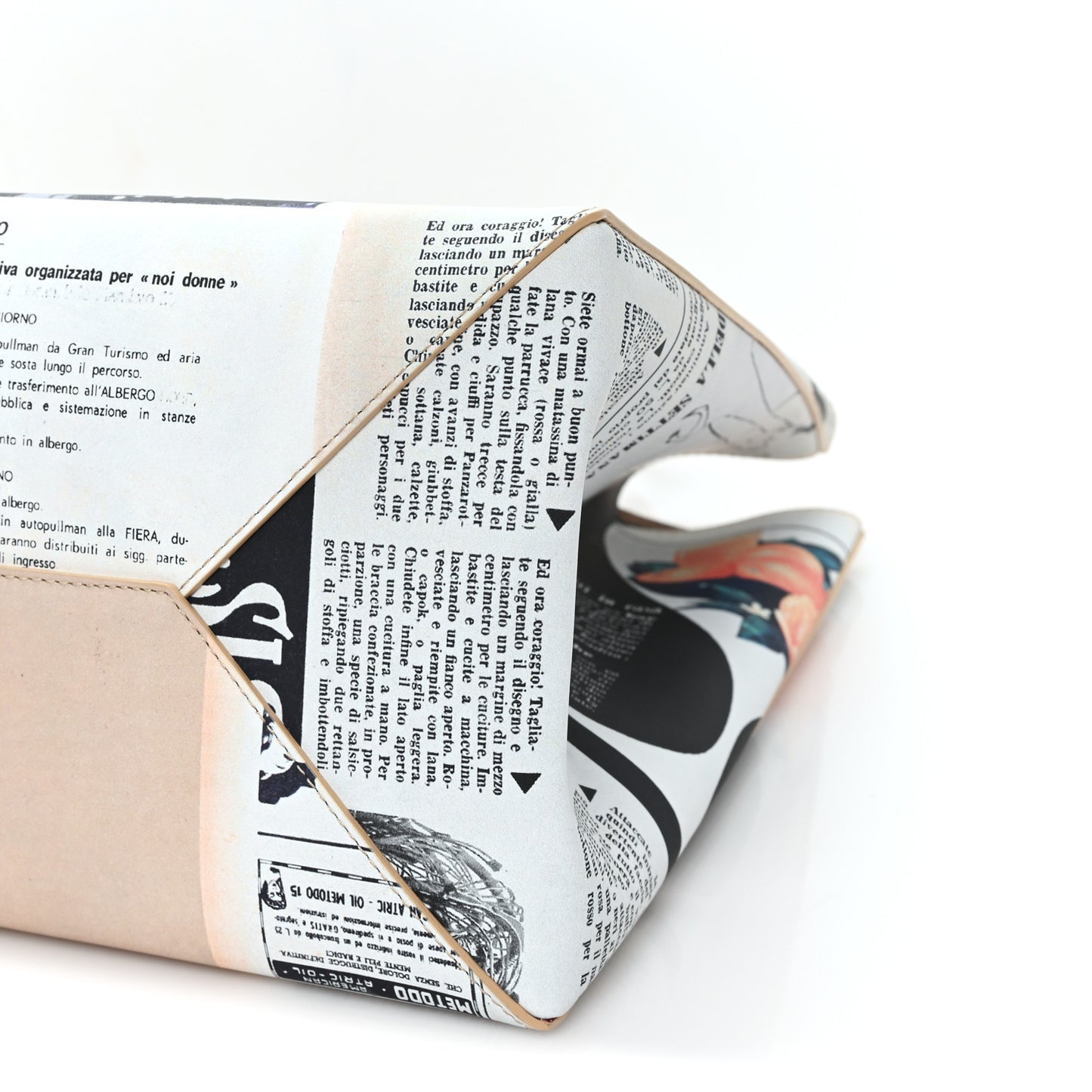 Printed Calfskin Medium Newspaper Tote Bag