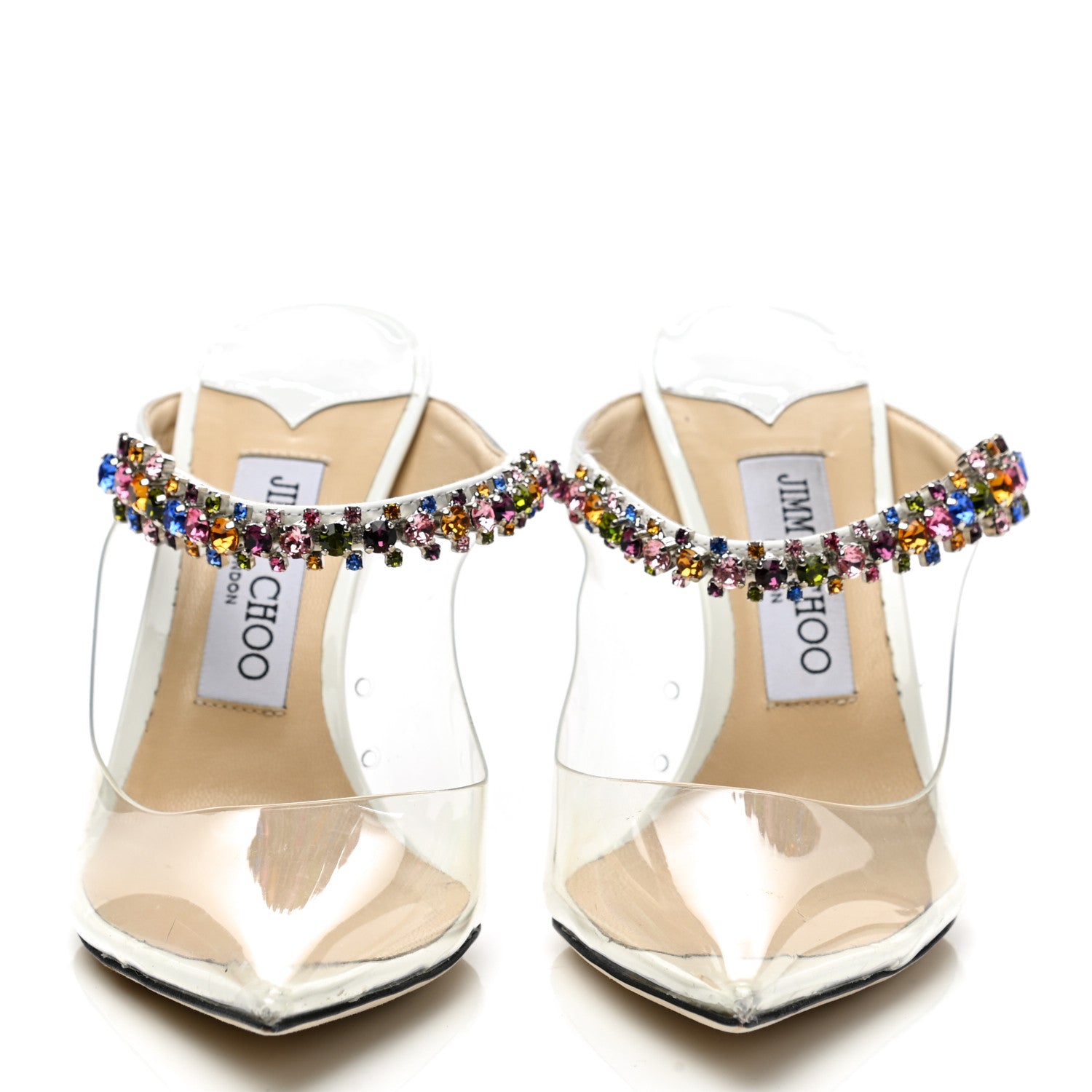 Jimmy Choo Patent Crystal Bing 100 Pumps 37.5 White Transparent 2 of 8