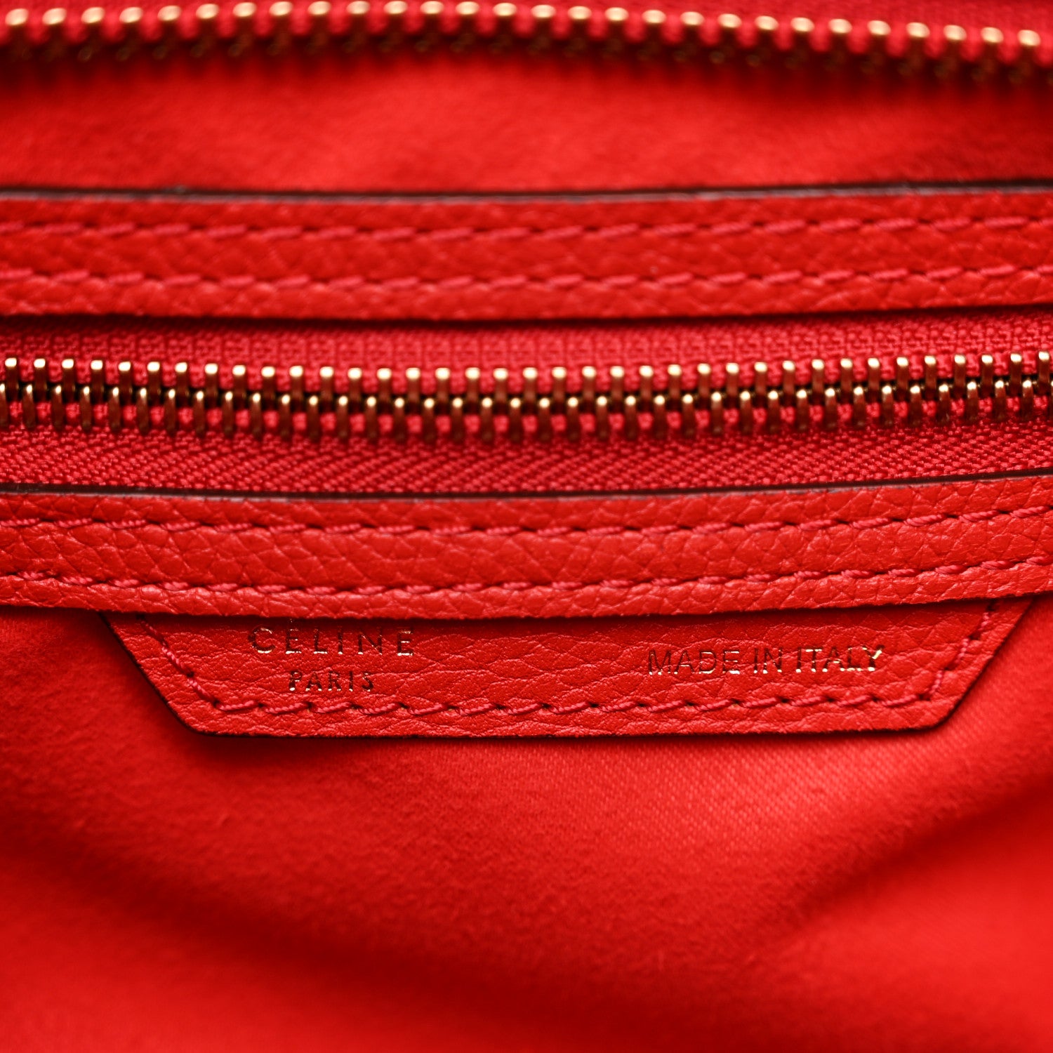 Celine Drummed Calfskin Mini Luggage Coquelicot 6 of 12