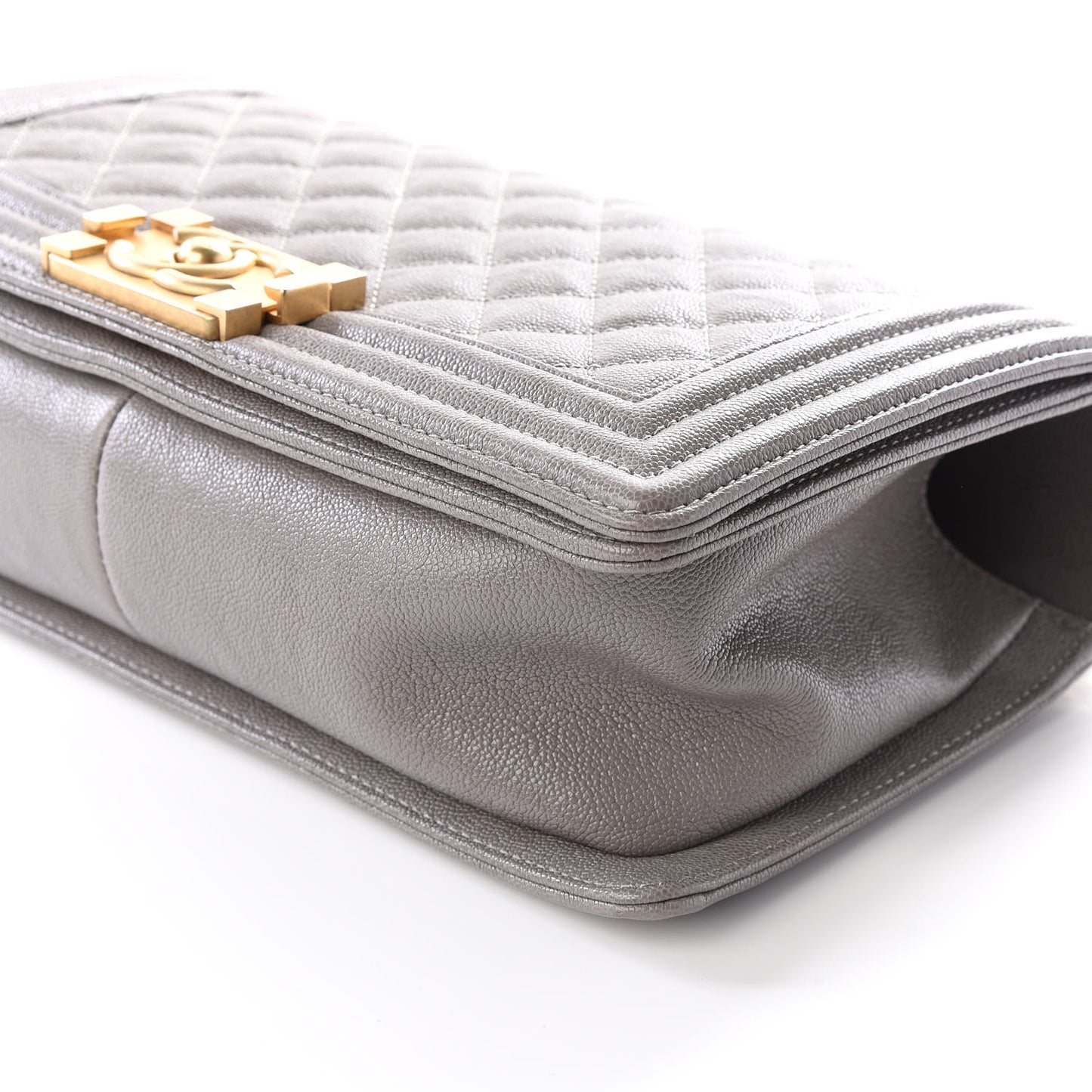 Caviar Quilted Medium Boy Flap Grey