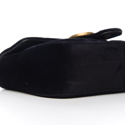 Gucci Velvet Matelasse Mini GG Marmont Shoulder Bag Black 7 of 9