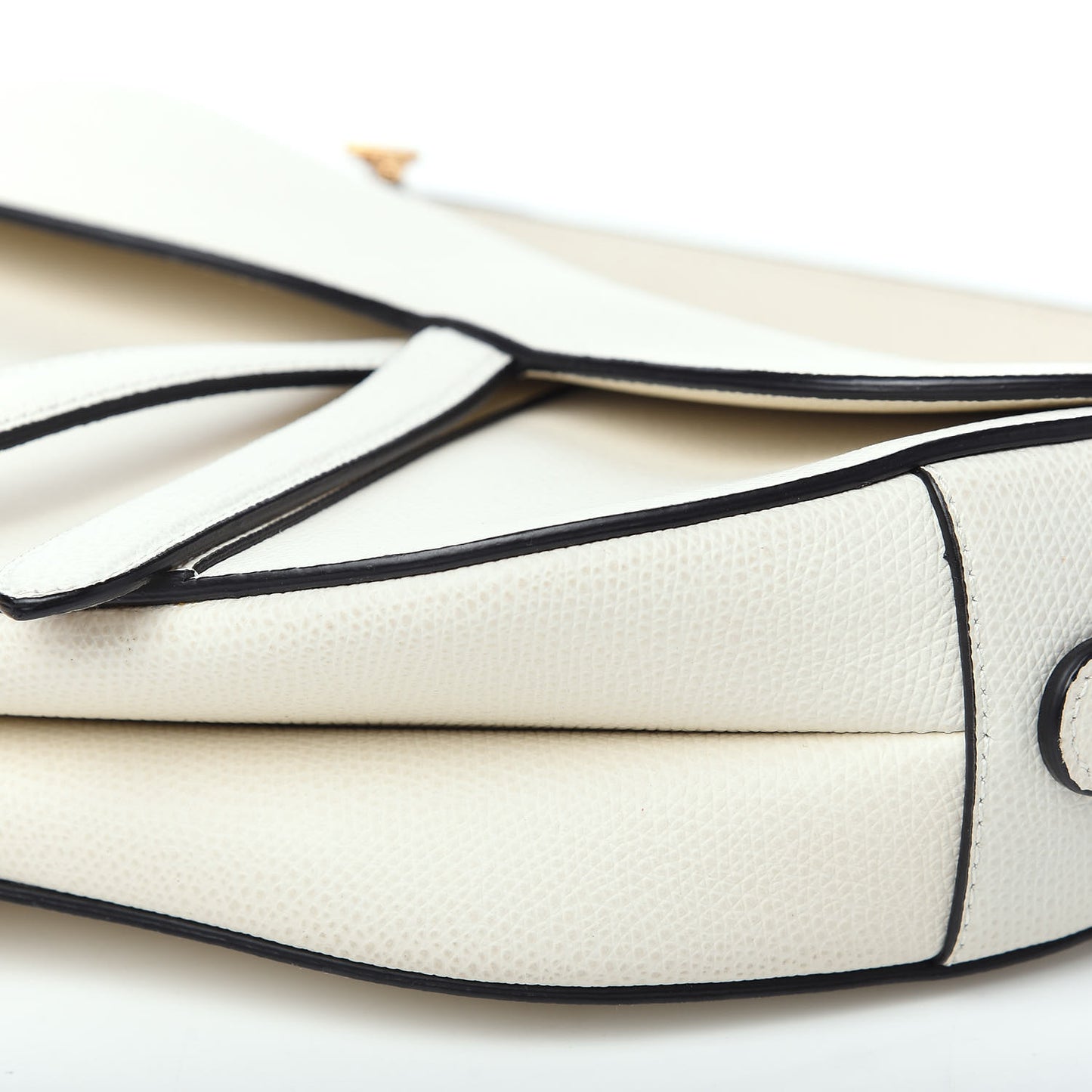 Grained Calfskin Saddle Bag White