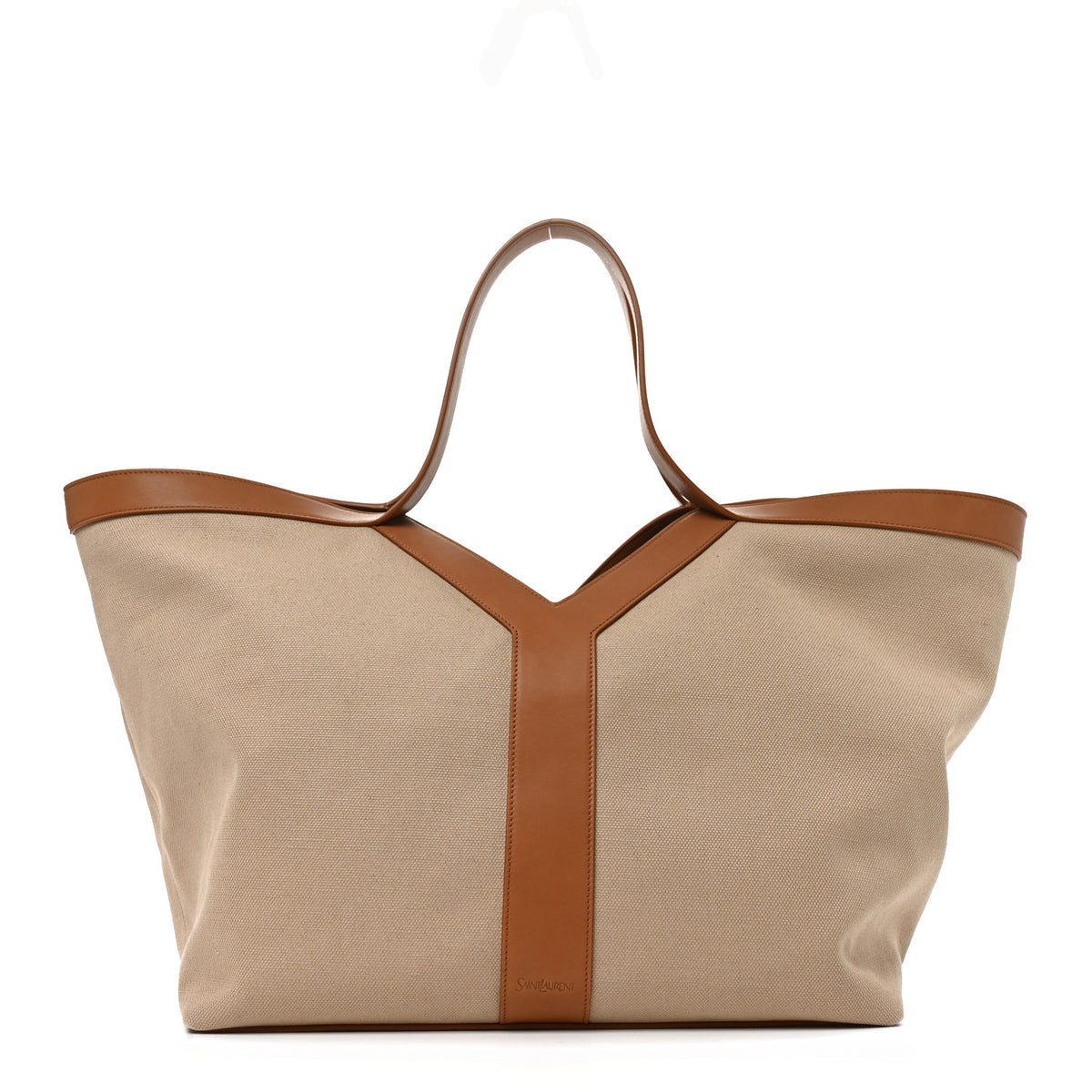 Saint Laurent Canvas Calfskin Y Tote Desert Dust Brick 1 of 10