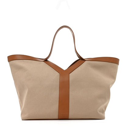Saint Laurent Canvas Calfskin Y Tote Desert Dust Brick 1 of 10