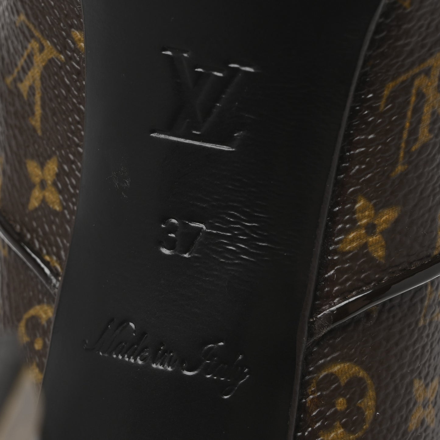 Patent Monogram Idole Knee High Boots 37 Brown