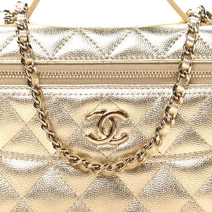 Chanel Metallic Caviar Quilted Trendy Handle Slim Vanity Gold 8 of 11