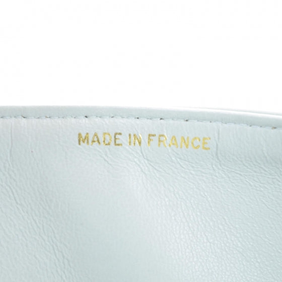 Lambskin Quilted Medium Double Flap Light Blue